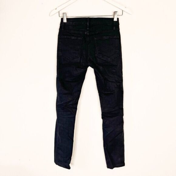 Frame Denim Le Skinny de Jeanne Distressed Black Jeans in Film Noir - Picture 3 of 8